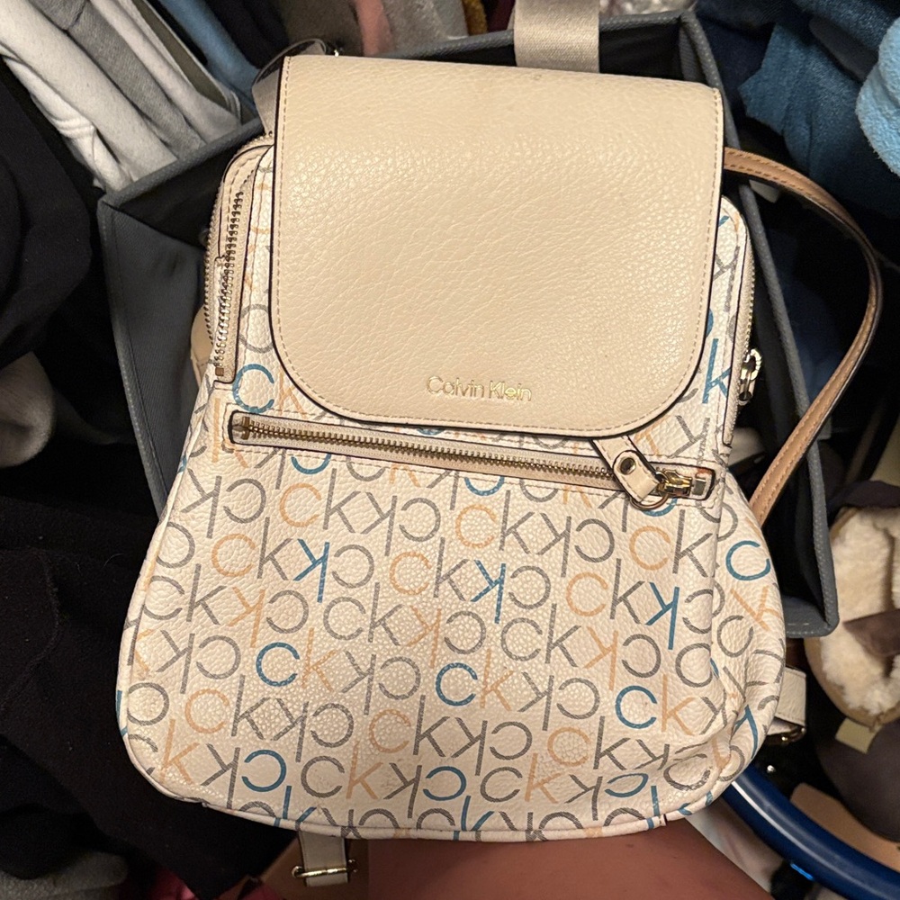 Calvin Klein Beige and Multicolor Women's Backpack